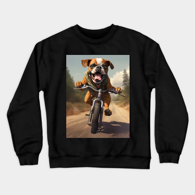 boxer and bike Crewneck Sweatshirt by FehuMarcinArt